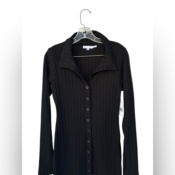 NWT Good American Wide Ribbed Button Down Midi Dress - Black - Size Large - Picture 5 of 10